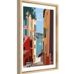 Image encadrée ville de Nice multicolore l.43 x L.53 cm