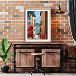 Image encadrée ville de Nice multicolore l.43 x L.53 cm