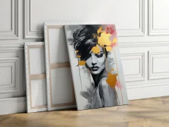 Image Sur Toile Portrait Moderne Visage 50cm x 70cm - Parfait pour décorer votre salon, chambre ou bureau avec un design unique e