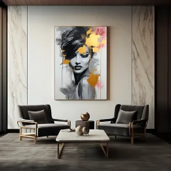 Image Sur Toile Portrait Moderne Visage 50cm x 70cm - Parfait pour décorer votre salon, chambre ou bureau avec un design unique e