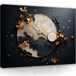 Impression sur toile abstrait marbre noir moderne 120x80 cm xxl tableau décoration deco murale intissée pour salon chambre cuisine