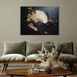 Impression sur toile abstrait marbre noir moderne 120x80 cm xxl tableau décoration deco murale intissée pour salon chambre cuisine