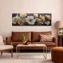 Impression sur toile abstrait fleurs moderne 145x45 cm xxl tableau décoration deco murale intissée pour salon chambre cuisine