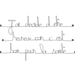 J'ai décidé d'être heureux car c'est bon pour la santé - Sculpture fil de fer 60-75 cm - Bijoux de mur