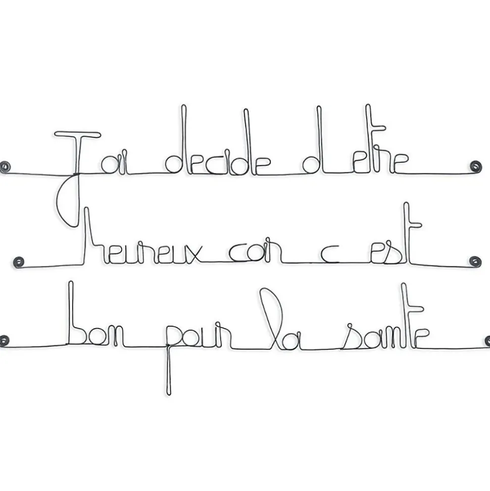 J'ai décidé d'être heureux car c'est bon pour la santé - Sculpture fil de fer 60-75 cm - Bijoux de mur