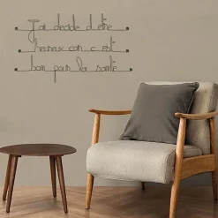 J'ai décidé d'être heureux car c'est bon pour la santé - Sculpture fil de fer 60-75 cm - Bijoux de mur
