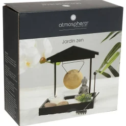 Jardin zen - bois - noir - 15x15 cm - Atmosphera