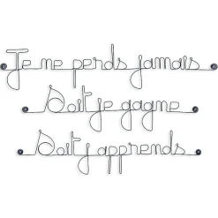Je ne perds jamais soit je gagne soit j'apprends - Sculpture fil de fer 60-75 cm - Bijoux de mur