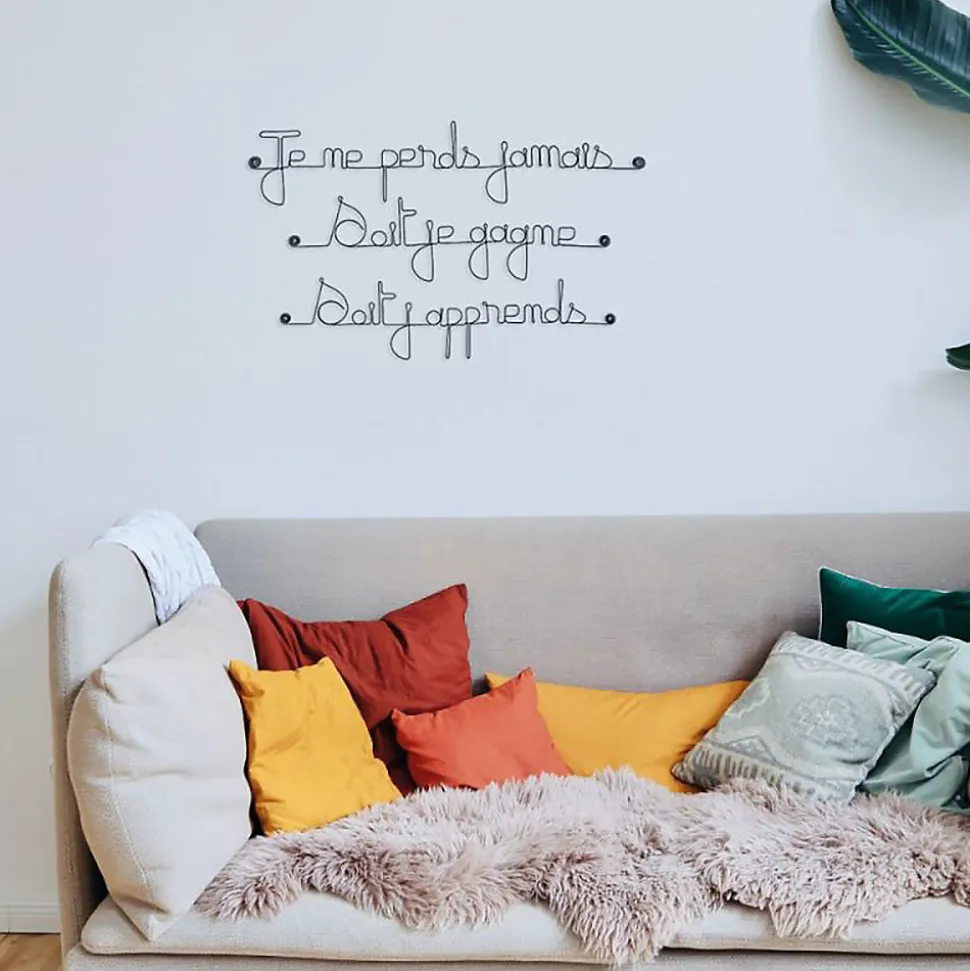 Je ne perds jamais soit je gagne soit j'apprends - Sculpture fil de fer 60-75 cm - Bijoux de mur
