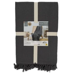 Jeté de canapé en coton gaufré 170x250 cm Gris anthracite