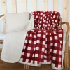 Jeté de canapé et lit motif vichy en polaire (220x240 cm - Bordeaux)