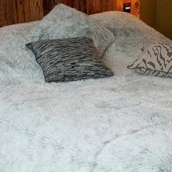 Jeté de lit Imitation Fourrure Doux (130x160 cm - Gris)