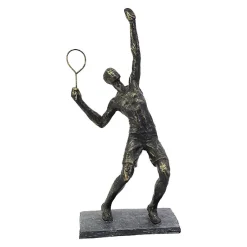 Joueur de tennis résine service socle 18x14x38cm