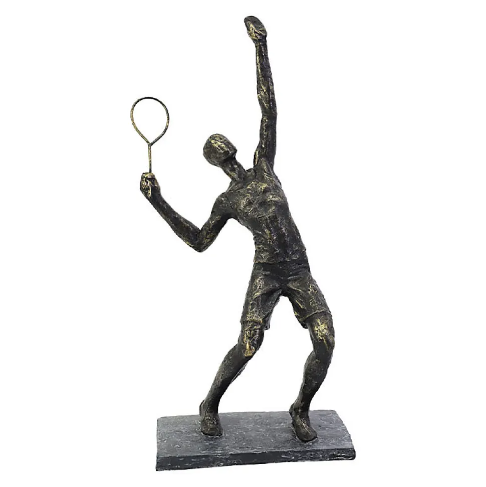 Joueur de tennis résine service socle 18x14x38cm
