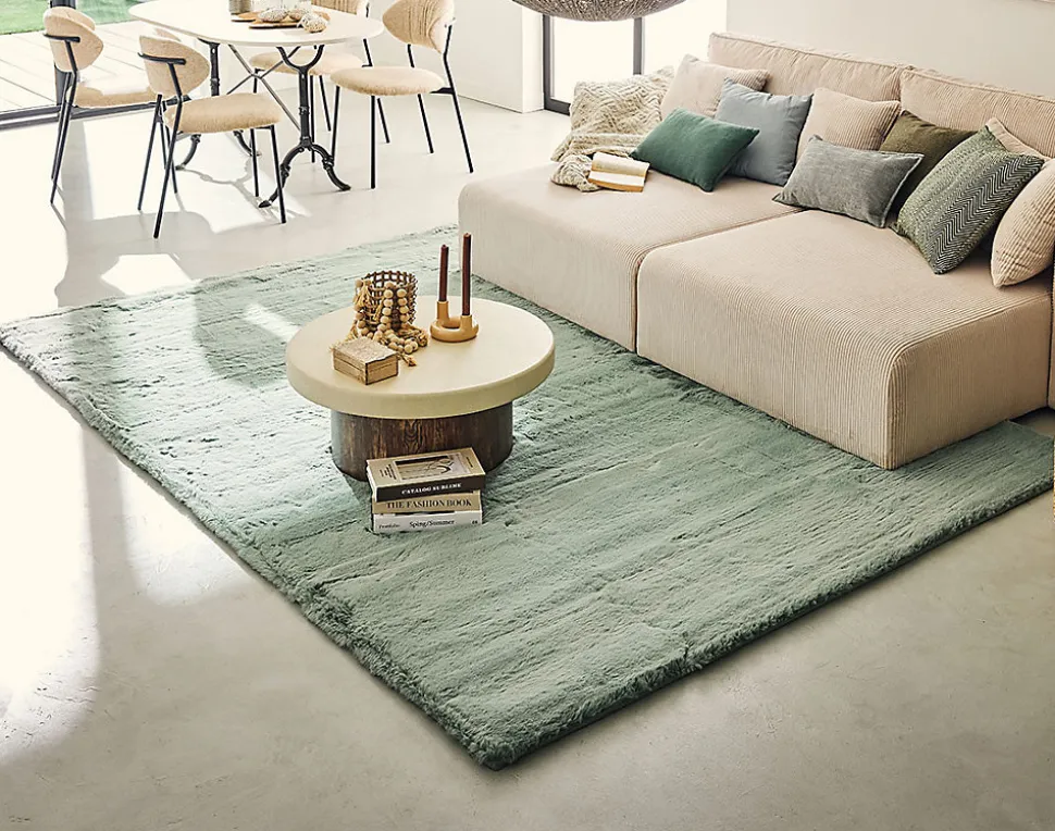 Joy - tapis rectangulaire - fausse fourrure - vert sauge - Lisa Design