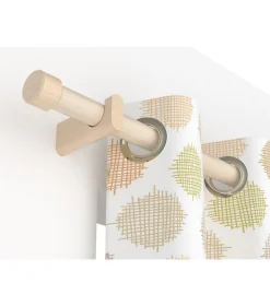 Kit barre à rideaux, bois brut, D28 mm, longueur 1,80 m avec supports, embouts bouchon