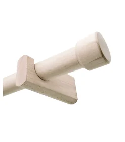Kit barre à rideaux, bois brut, D28 mm, longueur 1,80 m avec supports, embouts bouchon