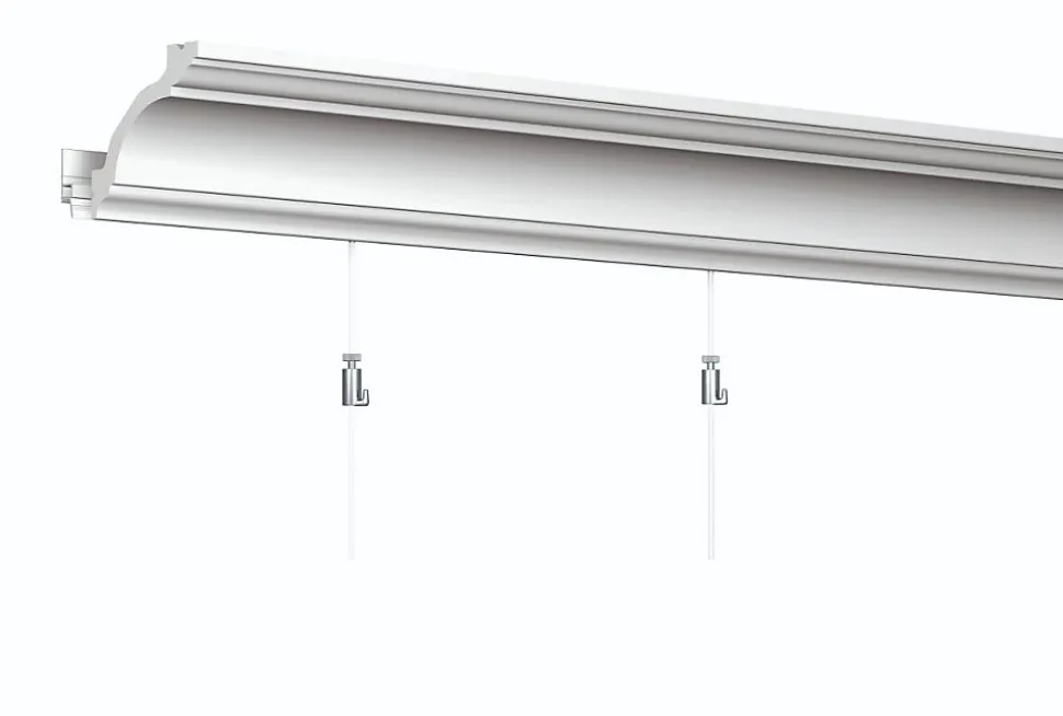 Kit Cimaise tableau DecoRail Artiteq 200 cm + corniche Orac Decor C213 - 200 x 8 x 8 cm - vis & chevilles murs mixtes