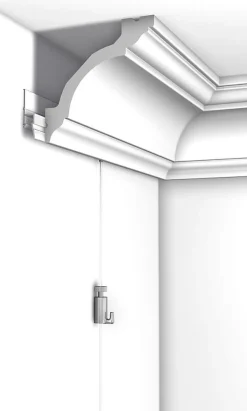 Kit Cimaise tableau DecoRail Artiteq 200 cm + corniche Orac Decor C213 - 200 x 8 x 8 cm - vis & chevilles murs mixtes