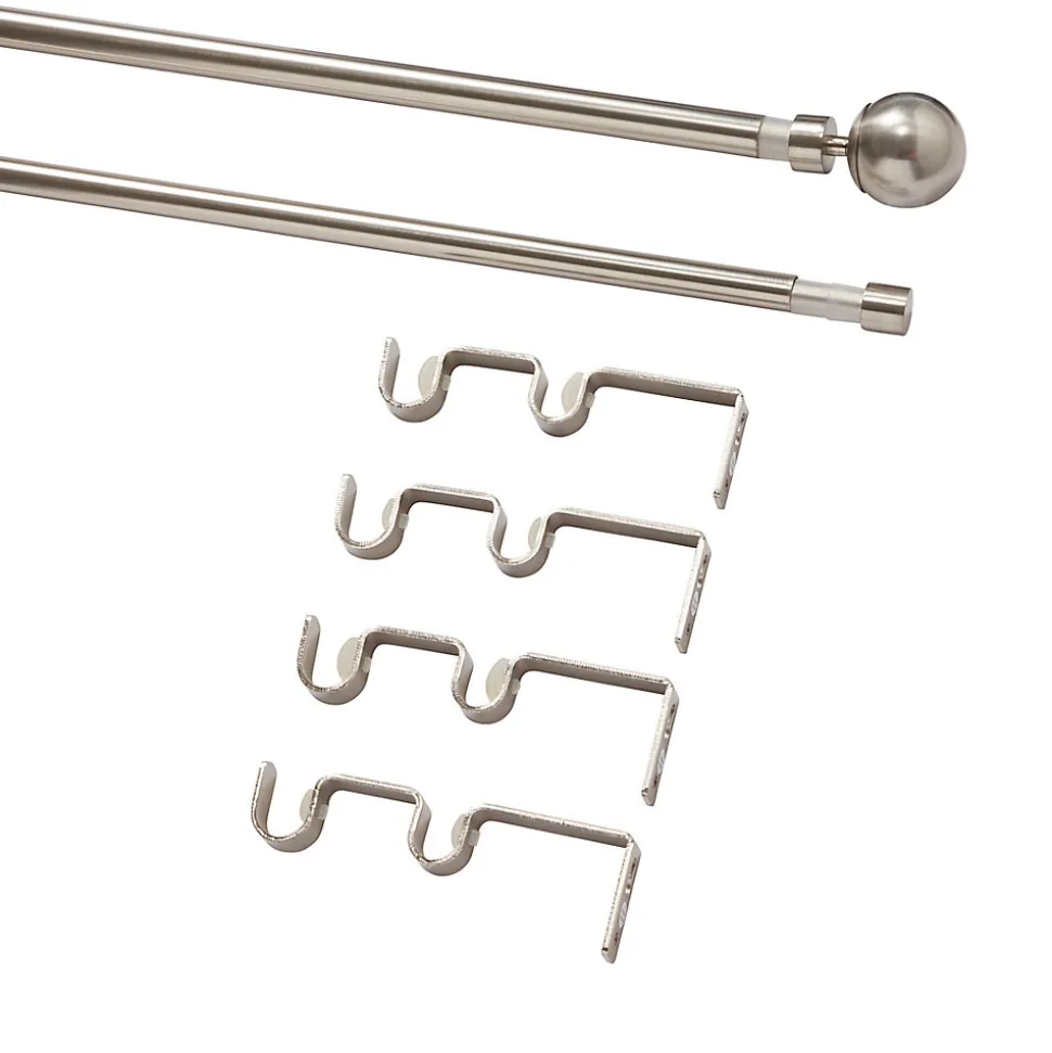 Kit de tringle à rideau double extensible embout boule Athens GoodHome 200/330 cm Ø19mm gris