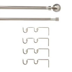 Kit de tringle à rideau double extensible embout boule Athens GoodHome 200/330 cm Ø19mm gris