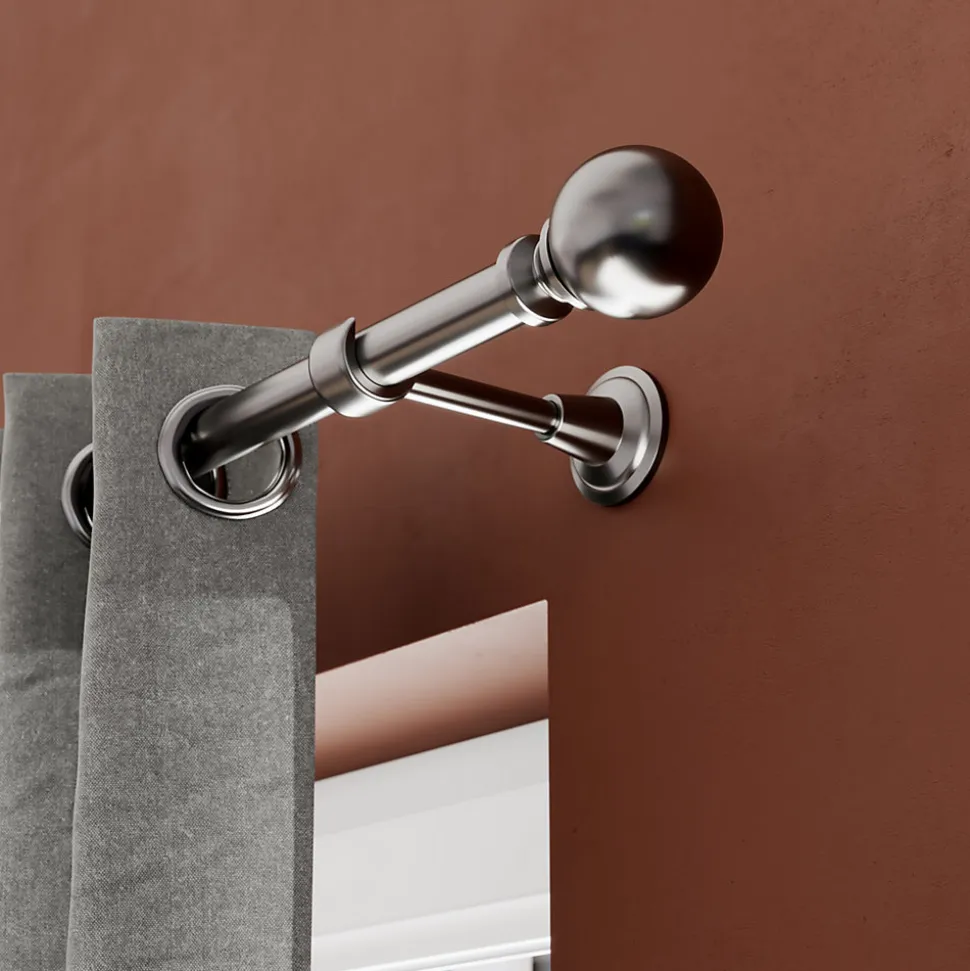 Kit de tringle à rideau double extensible embout boule Athens GoodHome 200/330 cm Ø19mm gris
