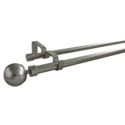 Kit de tringle à rideau double extensible embout boule Athens GoodHome 200/330 cm Ø19mm gris