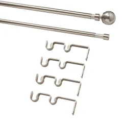 Kit de tringle à rideau double extensible embout boule Athens GoodHome, 120/210 cm, Ø16/19mm gris