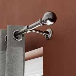 Kit de tringle à rideau extensible embout boule Athens GoodHome 120/210 cm, Ø25/28 mm gris
