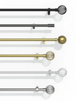 Kit de tringle à rideau extensible simple embout boule Elasa effet laiton doré 120/210cm Ø16/19mm GoodHome
