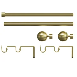 Kit de tringle à rideau extensible double embout boule Elasa métal doré 200/330 cm Ø19mm GoodHome