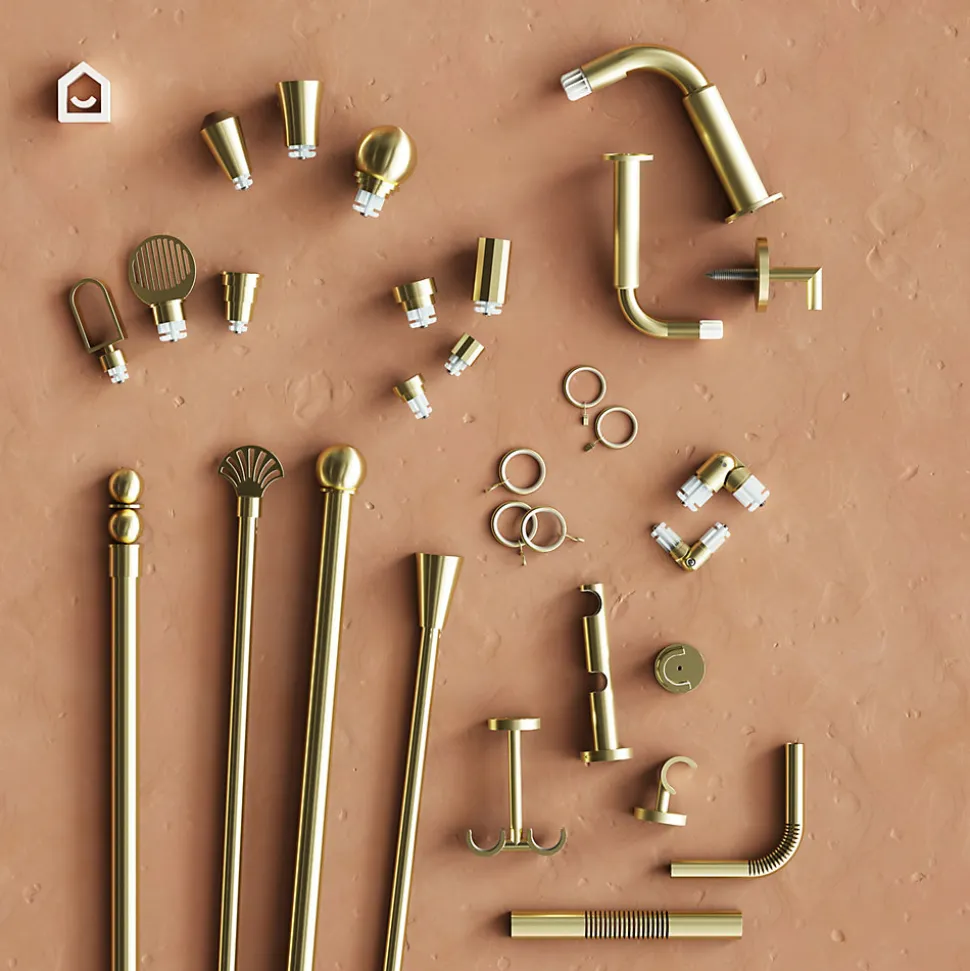 Kit de tringle à rideau extensible double embout boule Elasa métal doré 200/330 cm Ø19mm GoodHome