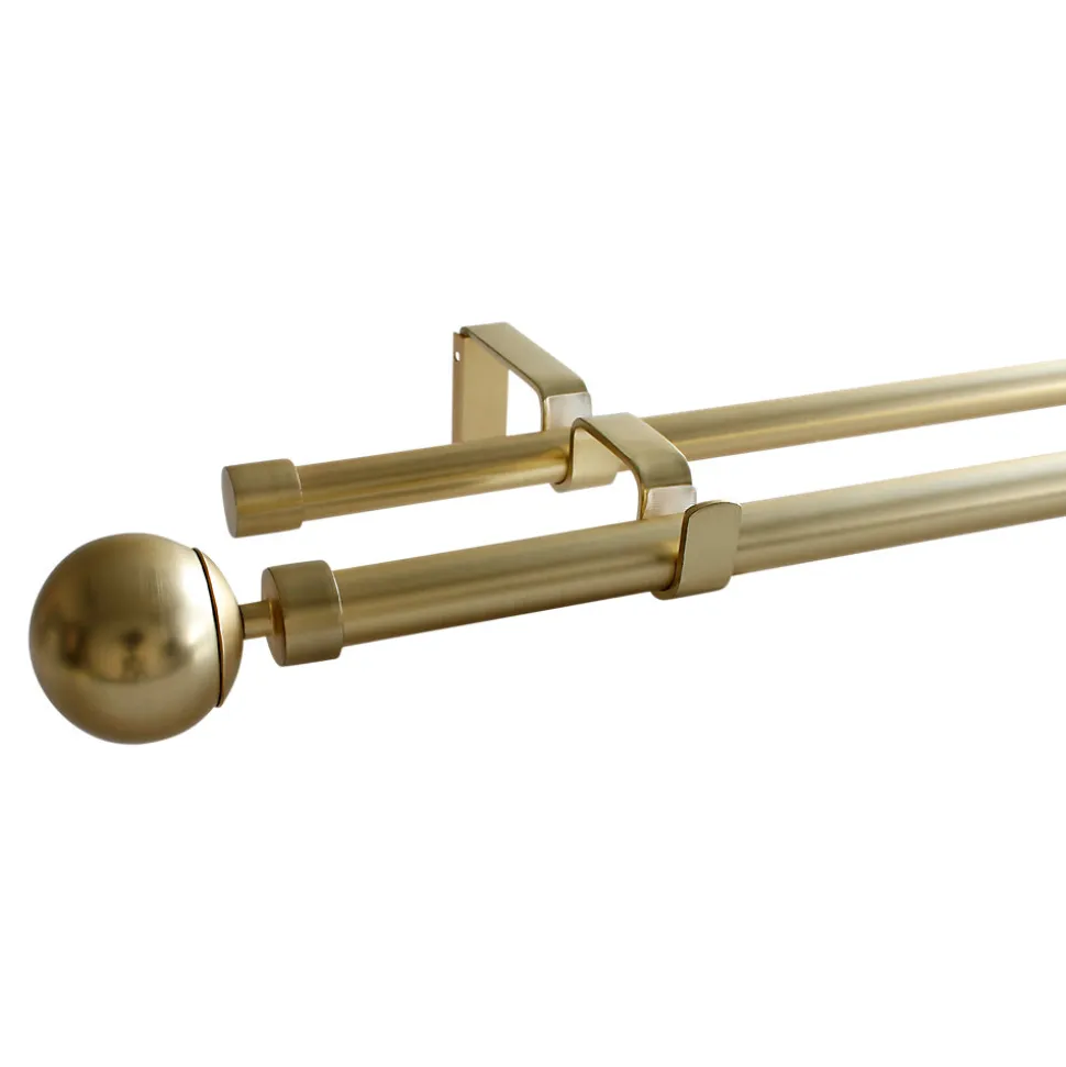 Kit de tringle à rideau extensible double embout boule Elasa métal doré 200/330 cm Ø19mm GoodHome
