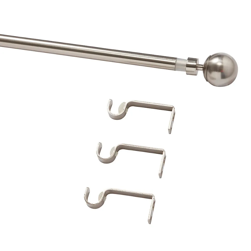 Kit de tringle à rideau extensible double embout boule Athens GoodHome 200/330 cm Ø19mm gris