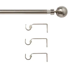 Kit de tringle à rideau extensible double embout boule Athens GoodHome 200/330 cm Ø19mm gris