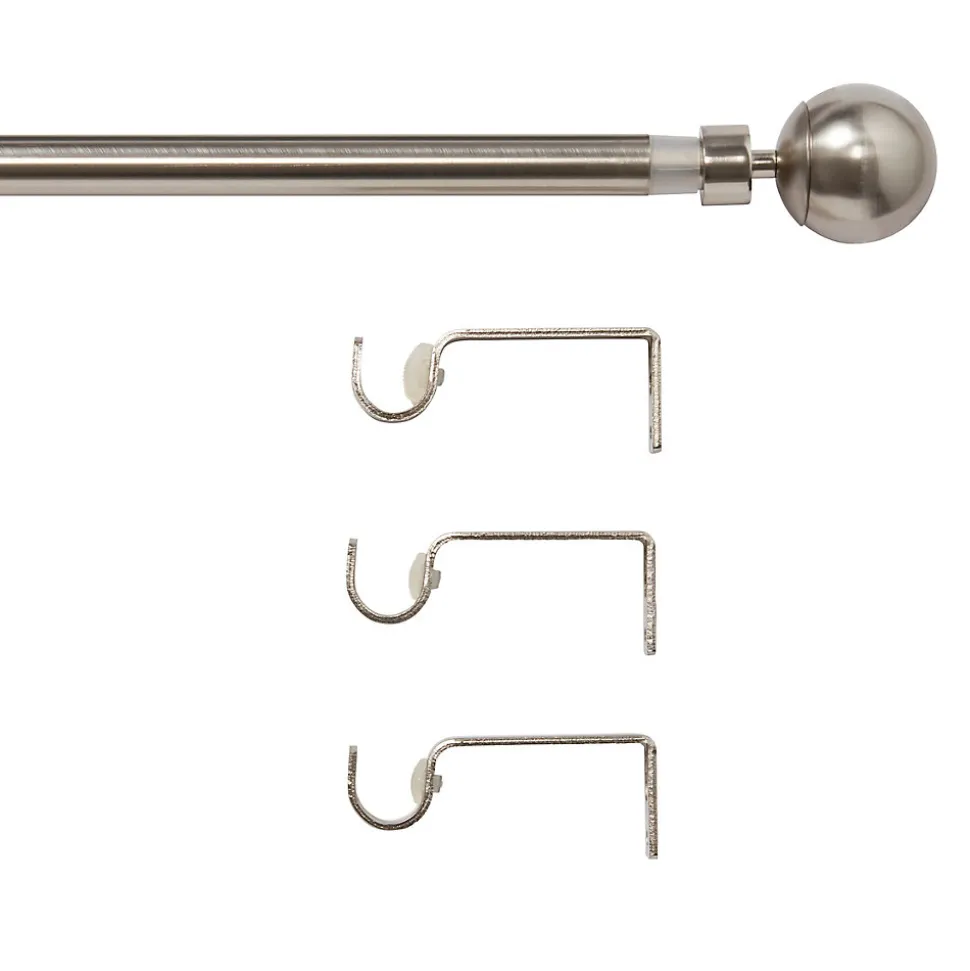 Kit de tringle à rideau extensible double embout boule Athens GoodHome 200/330 cm Ø19mm gris