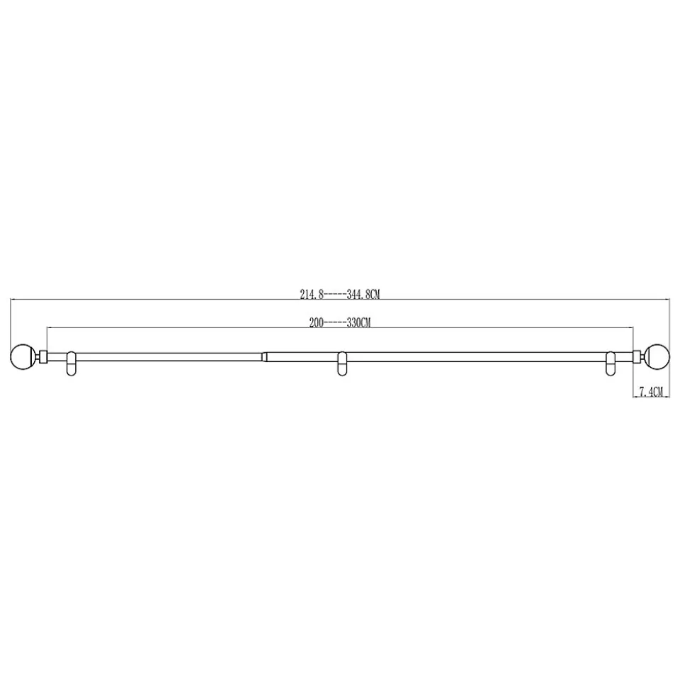 Kit de tringle à rideau extensible double embout boule Athens GoodHome 200/330 cm Ø19mm gris