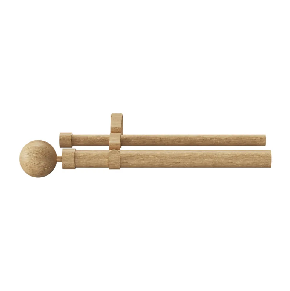 Kit de tringle à rideau extensible double embout boule Syros effet chêne 120/210 cm Ø25/28mm GoodHome