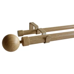 Kit de tringle à rideau extensible double embout boule Syros effet chêne 120/210 cm Ø25/28mm GoodHome