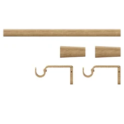 Kit de tringle à rideau extensible simple embout cône Syros effet chêne 200/330cm Ø16/19mm GoodHome