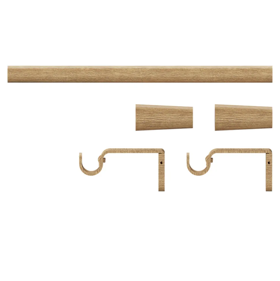 Kit de tringle à rideau extensible simple embout cône Syros effet chêne 200/330cm Ø16/19mm GoodHome