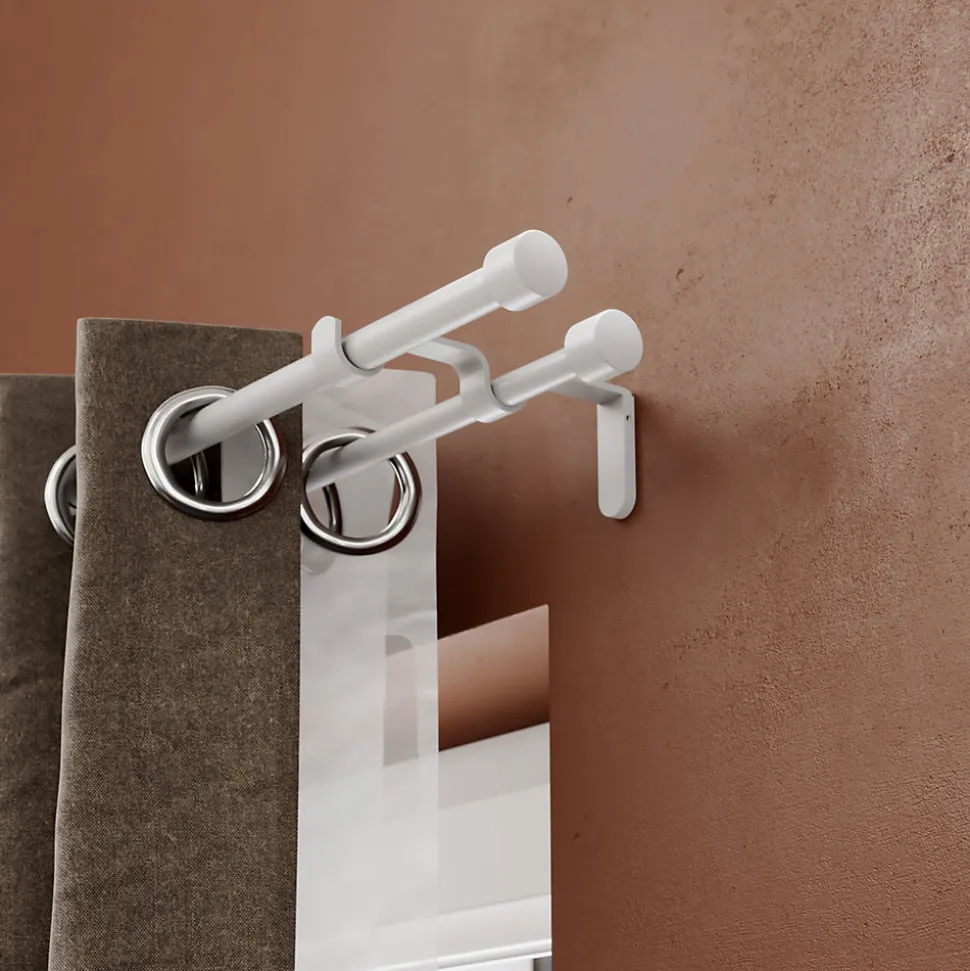 Kit de tringle à rideau extensible simple embout boule Anafi métal blanc 120/210cm Ø25/28mm GoodHome