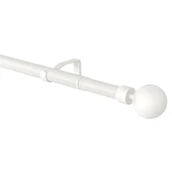 Kit de tringle à rideau extensible simple embout boule Anafi métal blanc 120/210cm Ø25/28mm GoodHome