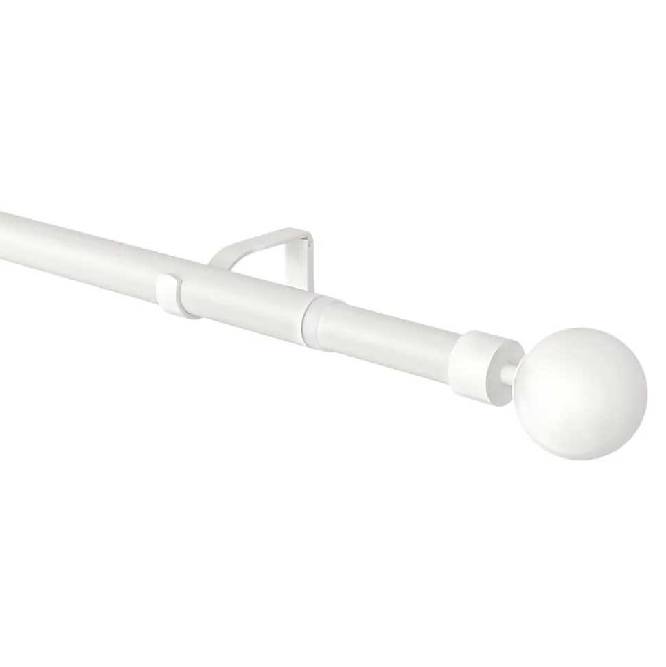 Kit de tringle à rideau extensible simple embout boule Anafi métal blanc 120/210cm Ø25/28mm GoodHome