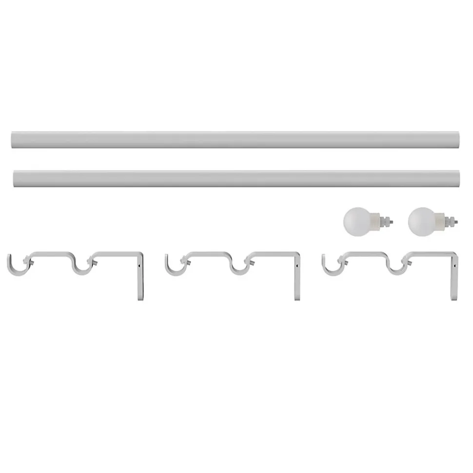 Kit de tringle à rideau extensible simple embout boule Anafi métal blanc 120/210cm Ø25/28mm GoodHome