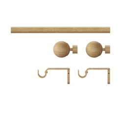 Kit de tringle à rideau extensible simple embout boule Syros effet chêne 200/330cm Ø16/19mm GoodHome