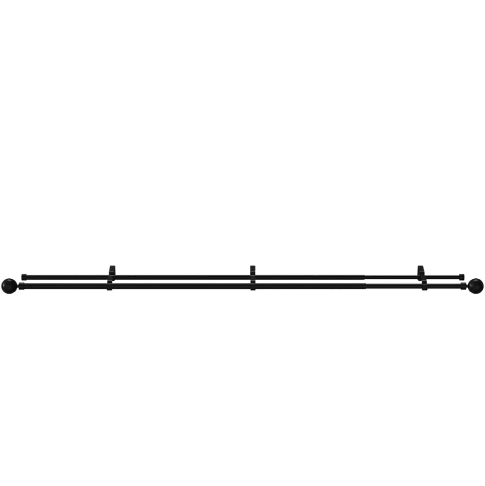 Kit de tringle à rideau extensible double embout boule Araxos métal noir 200/330 cm Ø16/19mm GoodHome
