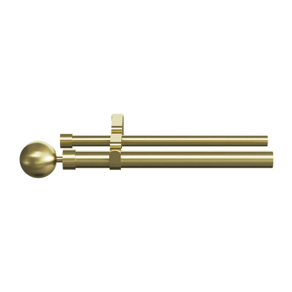 Kit de tringle à rideau extensible double embout boule Elasa effet laiton doré 200/330 cm Ø25/28mm GoodHome