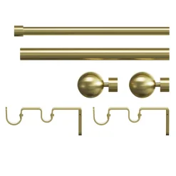 Kit de tringle à rideau extensible double embout boule Elasa effet laiton doré 200/330 cm Ø25/28mm GoodHome