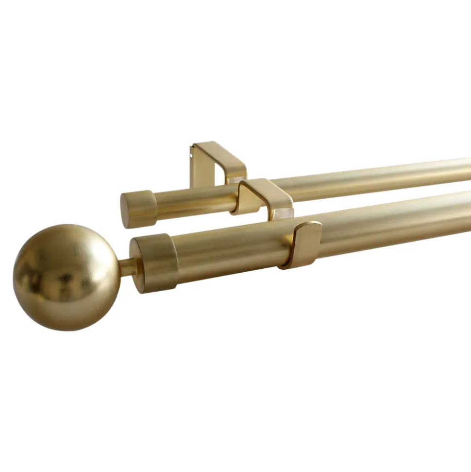 Kit de tringle à rideau extensible double embout boule Elasa effet laiton doré 200/330 cm Ø25/28mm GoodHome